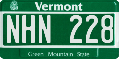VT license plate NHN228