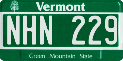 VT license plate NHN229