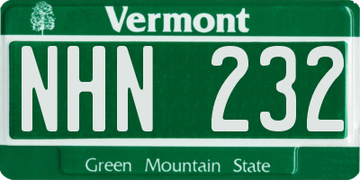VT license plate NHN232