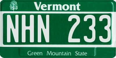 VT license plate NHN233