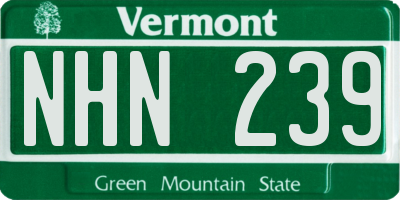 VT license plate NHN239