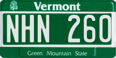 VT license plate NHN260