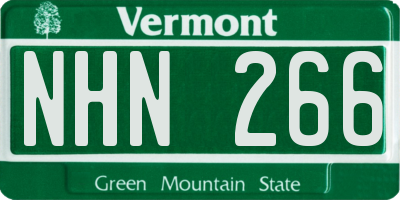 VT license plate NHN266