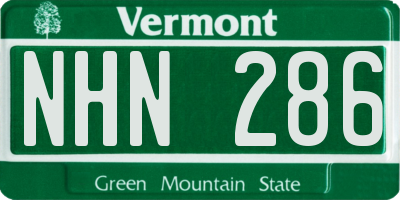 VT license plate NHN286