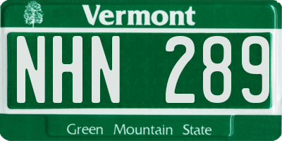 VT license plate NHN289