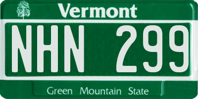 VT license plate NHN299