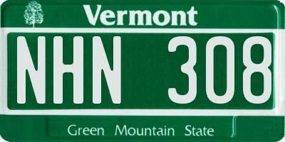 VT license plate NHN308