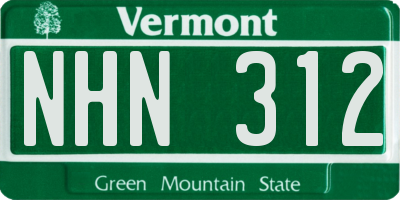 VT license plate NHN312