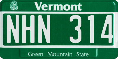 VT license plate NHN314