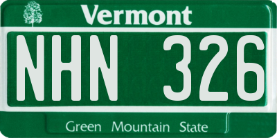 VT license plate NHN326
