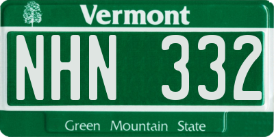 VT license plate NHN332