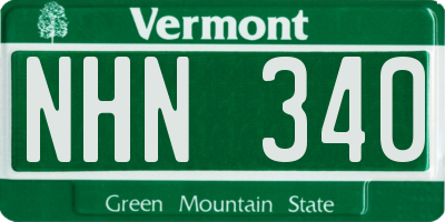 VT license plate NHN340