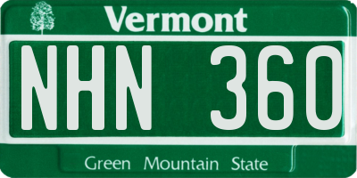 VT license plate NHN360