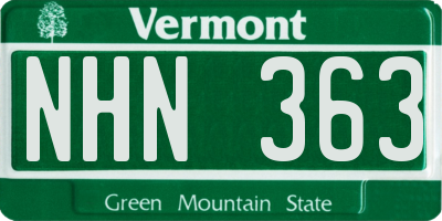 VT license plate NHN363