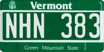 VT license plate NHN383