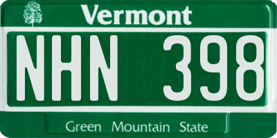 VT license plate NHN398