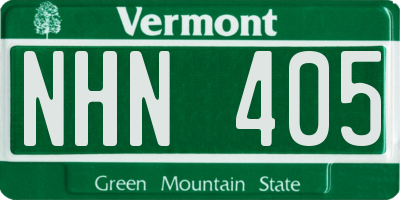 VT license plate NHN405