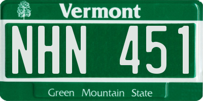 VT license plate NHN451