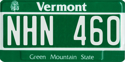 VT license plate NHN460