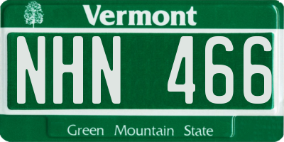 VT license plate NHN466
