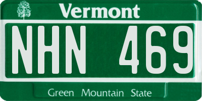 VT license plate NHN469