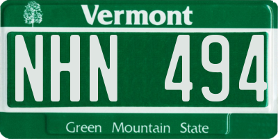 VT license plate NHN494