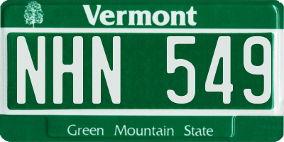VT license plate NHN549