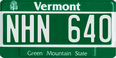 VT license plate NHN640