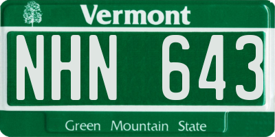 VT license plate NHN643