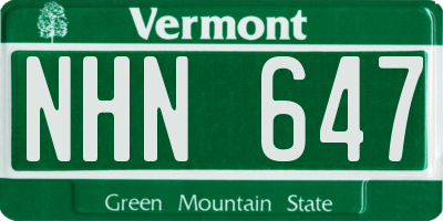 VT license plate NHN647