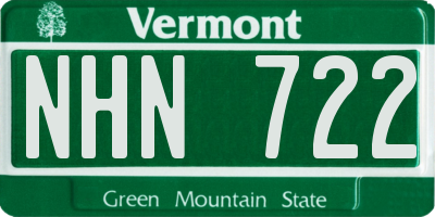 VT license plate NHN722