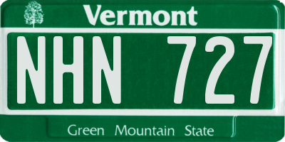 VT license plate NHN727