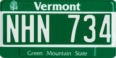 VT license plate NHN734