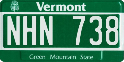 VT license plate NHN738