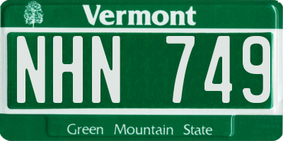 VT license plate NHN749