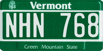 VT license plate NHN768