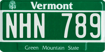 VT license plate NHN789
