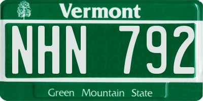 VT license plate NHN792