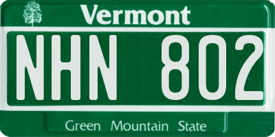 VT license plate NHN802