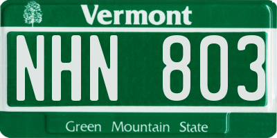 VT license plate NHN803
