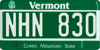 VT license plate NHN830