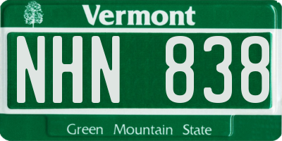 VT license plate NHN838