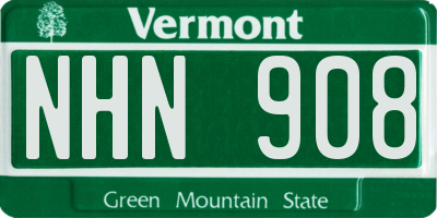 VT license plate NHN908