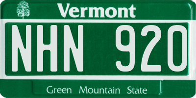 VT license plate NHN920