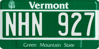 VT license plate NHN927