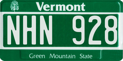 VT license plate NHN928
