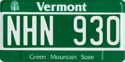 VT license plate NHN930