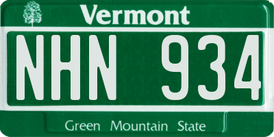 VT license plate NHN934