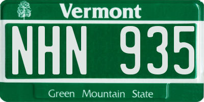VT license plate NHN935