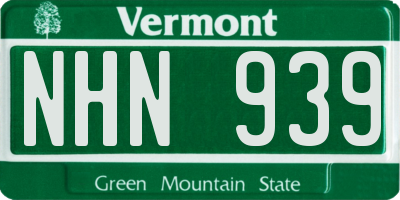 VT license plate NHN939
